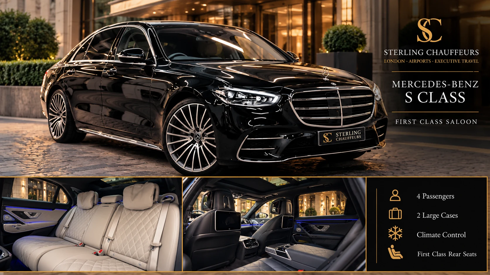 Luxury Mercedes-Benz saloon, illustrative photograph